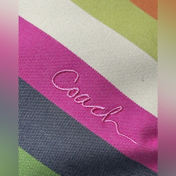 Coach Poppy Glam Tote Legacy Stripe Sequin 19021 Like New - Picture 6 of 17